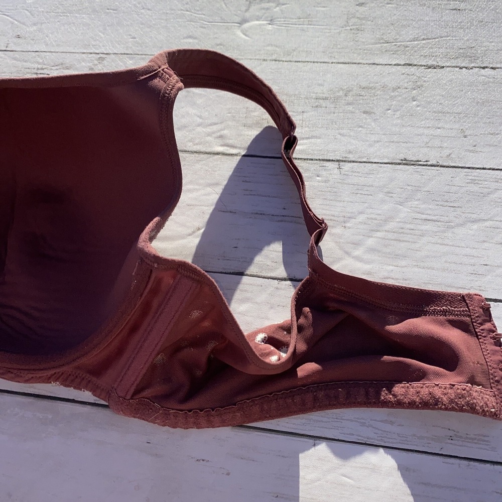 Cacique 44DD Bra Lightly Lined Balconette Underwire Mauve Cream Floral Dot Soft - Picture 9 of 12